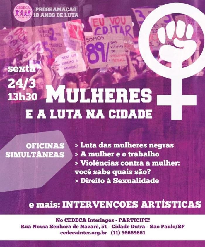 CEDECA Interlagos promove encontro para debater luta das mulheres na cidade