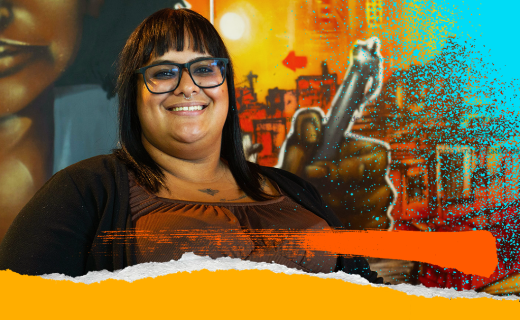 Assistente Social, Verônica Lima. Foto: Pedro Oliveira/Agosto de 2023. Arte da foto: Flavia Lopes.