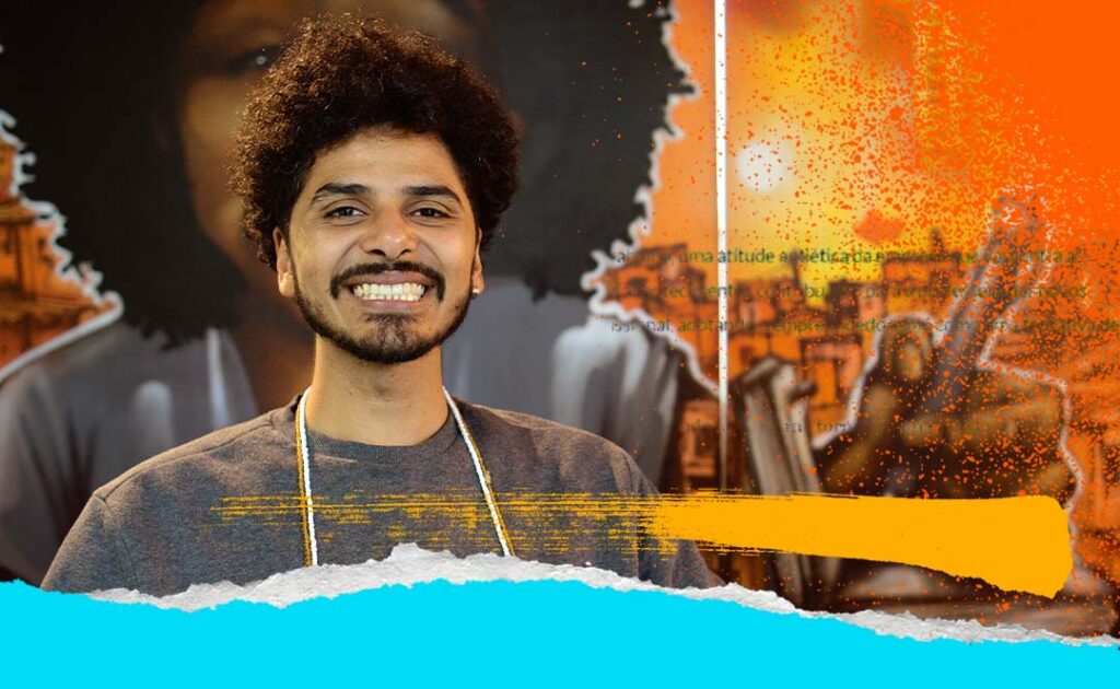 Rafael Cristiano, co-criador do coletivo Masculinidade Quebrada. Foto: Maxuel Mello /Agosto de 2023. Arte da foto: Flavia Lopes.