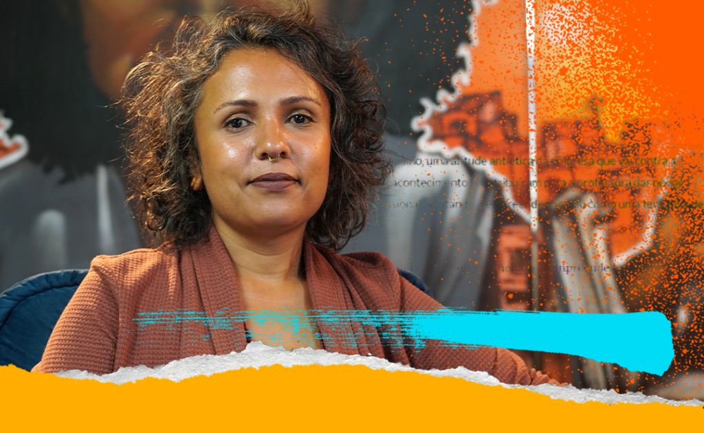 Socióloga, Anabela Gonçalves. Foto: Maxuel Mello/Novembro de 2023. Arte da foto: Flávia Lopes.