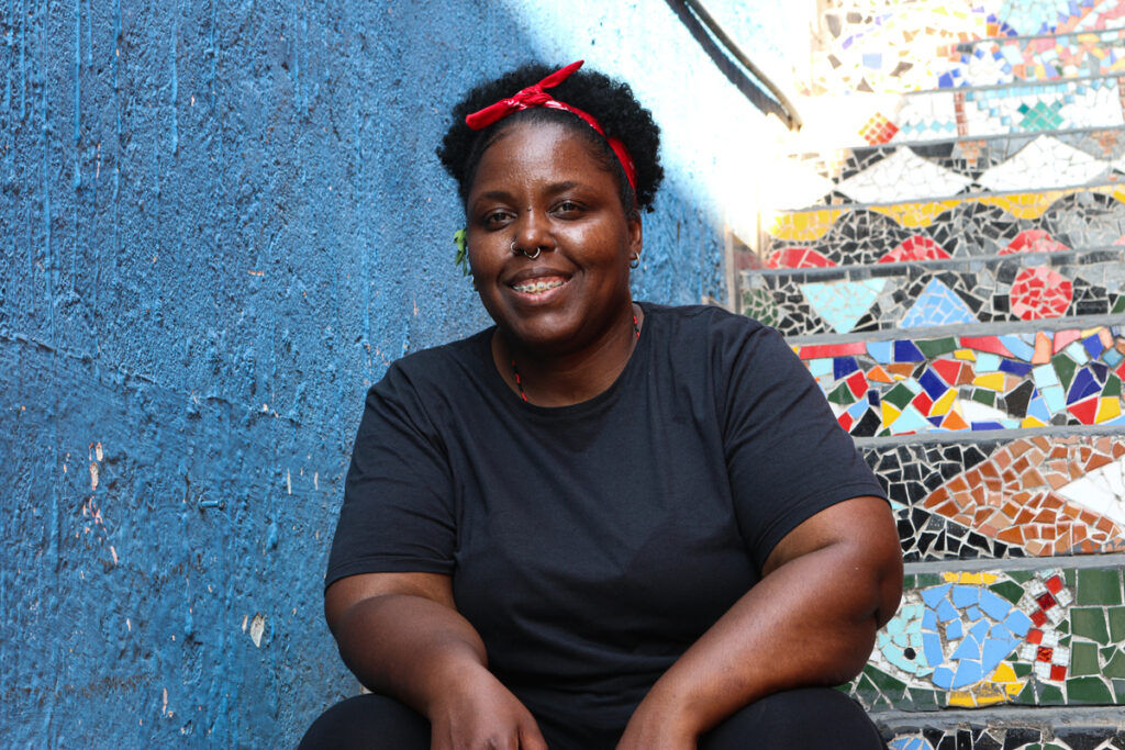 Dandara Kuntê, produtora cultural do Bloco do Beco, zona sul de São Paulo. Foto: Vinicius Ramos