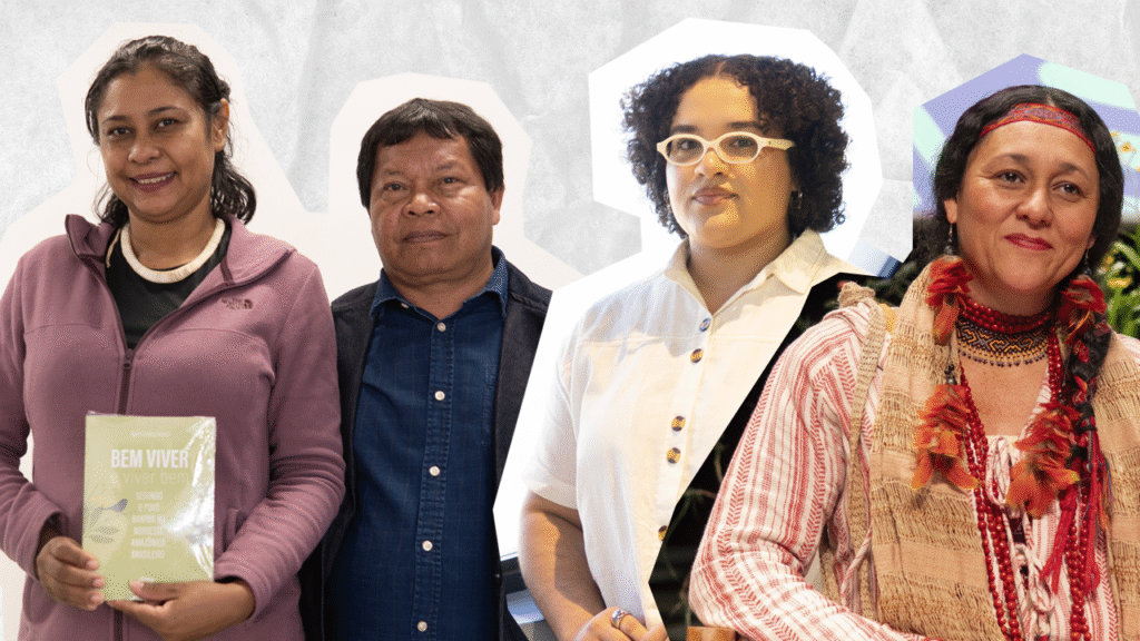 Naine Terena, André Baniwa, Thaynah Gutierrez e Cristiane Takuá.